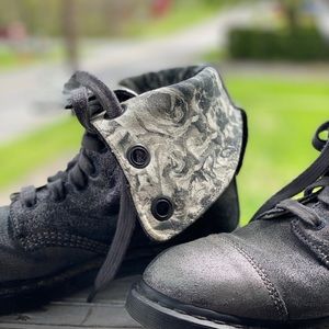 Metallic shimmer gunmetal grey boots